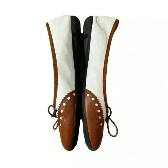 Paul Mayer Oxford Leather Ballet Flats Size 8.5 Preppy Office Saddle Office Shoe - Picture 5 of 10